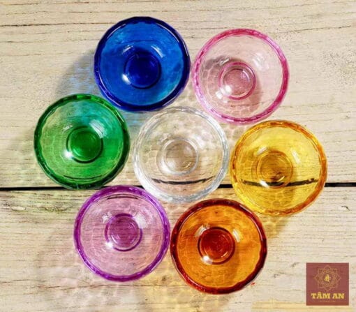 Bộ 7 bát cúng nước thủy tinh nhiều màu - Ảnh 8