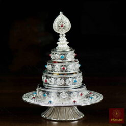 Bộ cúng dàng Mạn đà la cỡ nhỏ mạ bạc (10cm)