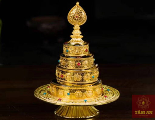 Bộ cúng dàng Mạn đà la cỡ nhỏ mạ vàng (10cm)